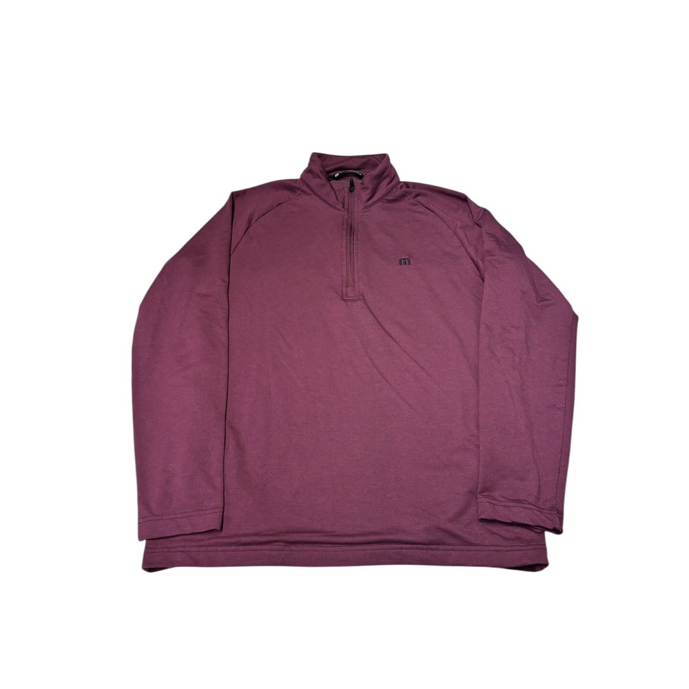Travis Mathew Mens Quarter Zip Pullover Sweater Burgundy Size S Long Sleeve Golf